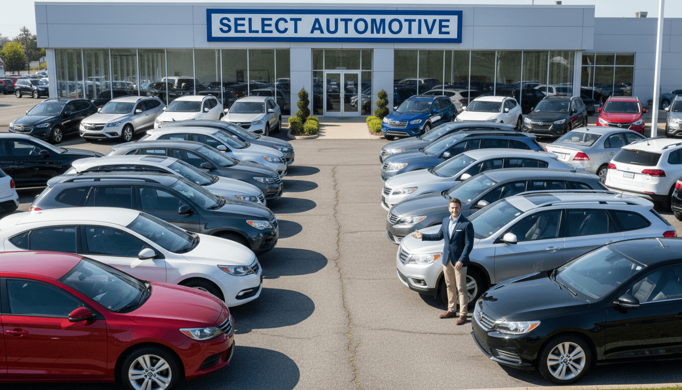 Pre-owned vehicle inventory displayed at Grimaldos Used Cars dealership lot in Las Vegas
